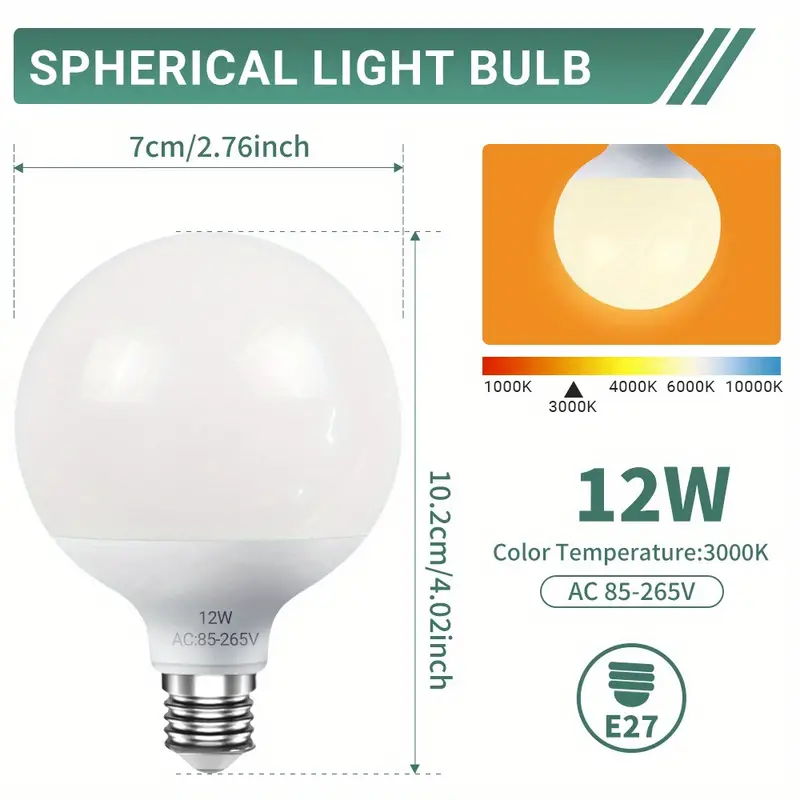 Brighten Home Led Light Bulb G120 Globe Bulb 12w ( - Temu