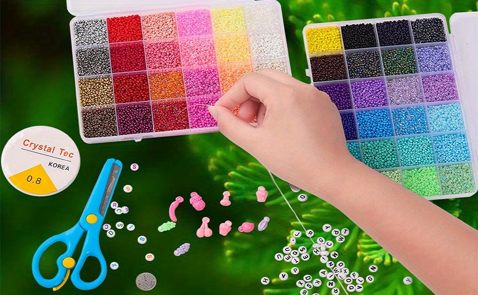 24 Colors Glass Seed Beads With Letter Beads Kit For Jewelry - Temu