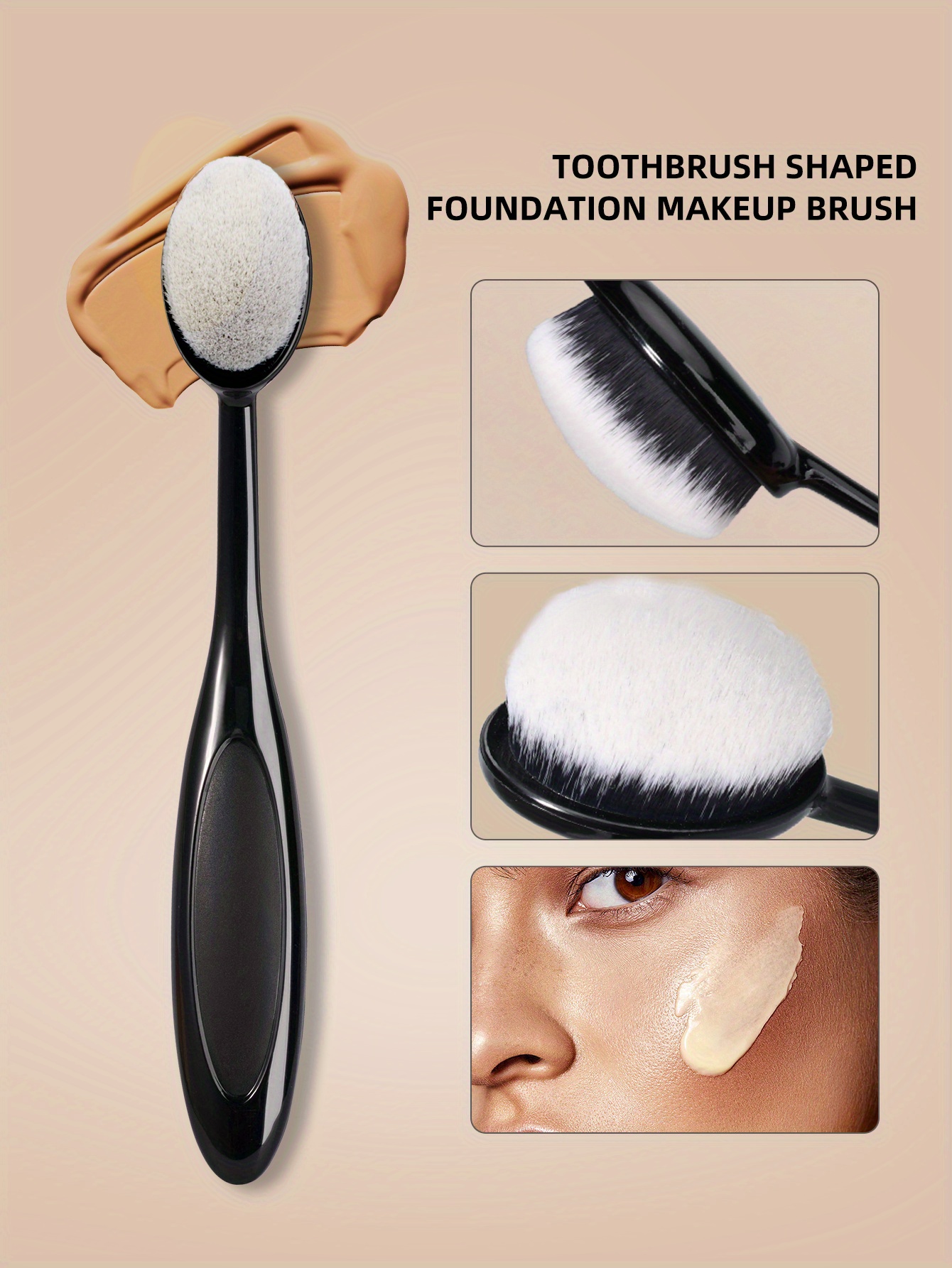 1pc Toothbrush Design Foundation Brush Oval makeup brushes Fast Flawless  Application Liquid Cream Powder Foundation