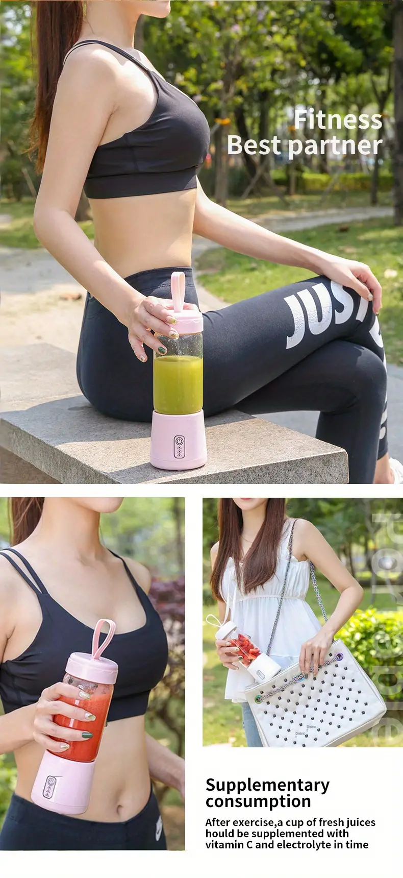 usb rechargeable portable electric juicer cup for smoothies and sports juice blending details 8