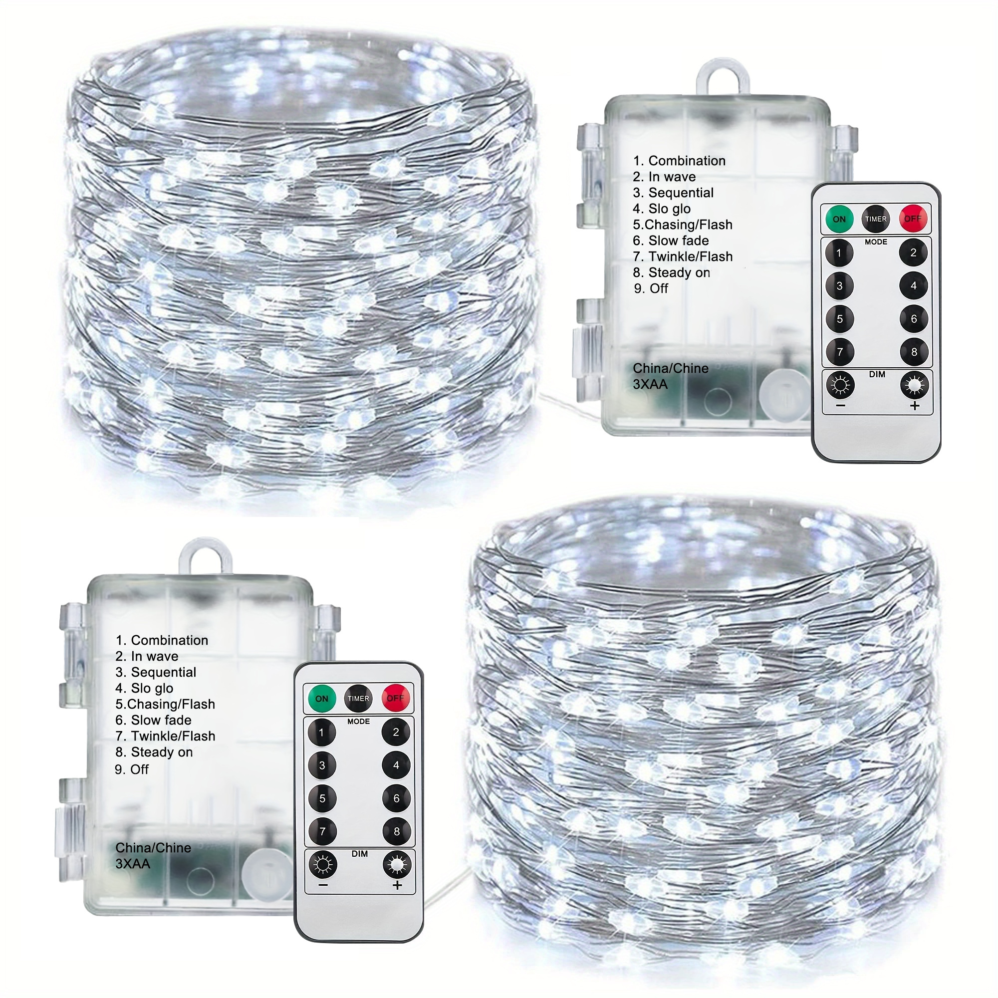 2 pack 32 8ft 100led fairy lights battery operated with remote control timer 8 modes waterproof copper wire twinkle string lights christmas lights for bedroom party indoor warm white multicolor cool white details 6