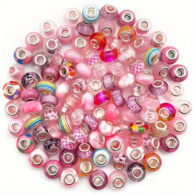Colorful Transparent Acrylic Beads Rondelle Large Hole Glass - Temu