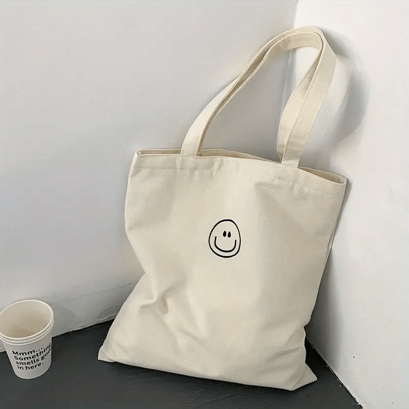 1pc Blank Tote Bag, Men's And Women's Shopping Bags, One Shoulder Portable  Storage Canvas Bag, Shopping Cotton Bag, Canvas Bag, Portable Eco-friendly