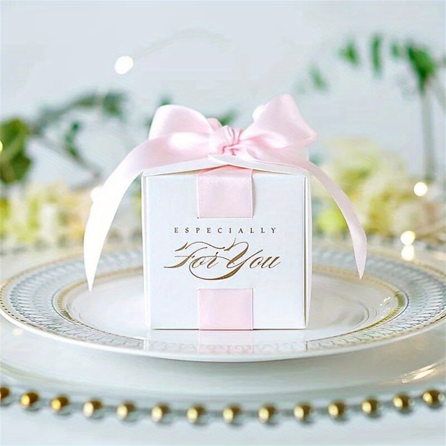 JOHOUSE Mini caja dorada para recuerdos de boda, cajas de regalo pequeñas  con cintas de regalo para 50 aniversario, boda, fiesta, baby shower
