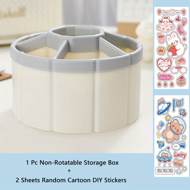 Desktop Rotary Round Storage Box Large Capacity Stationery - Temu