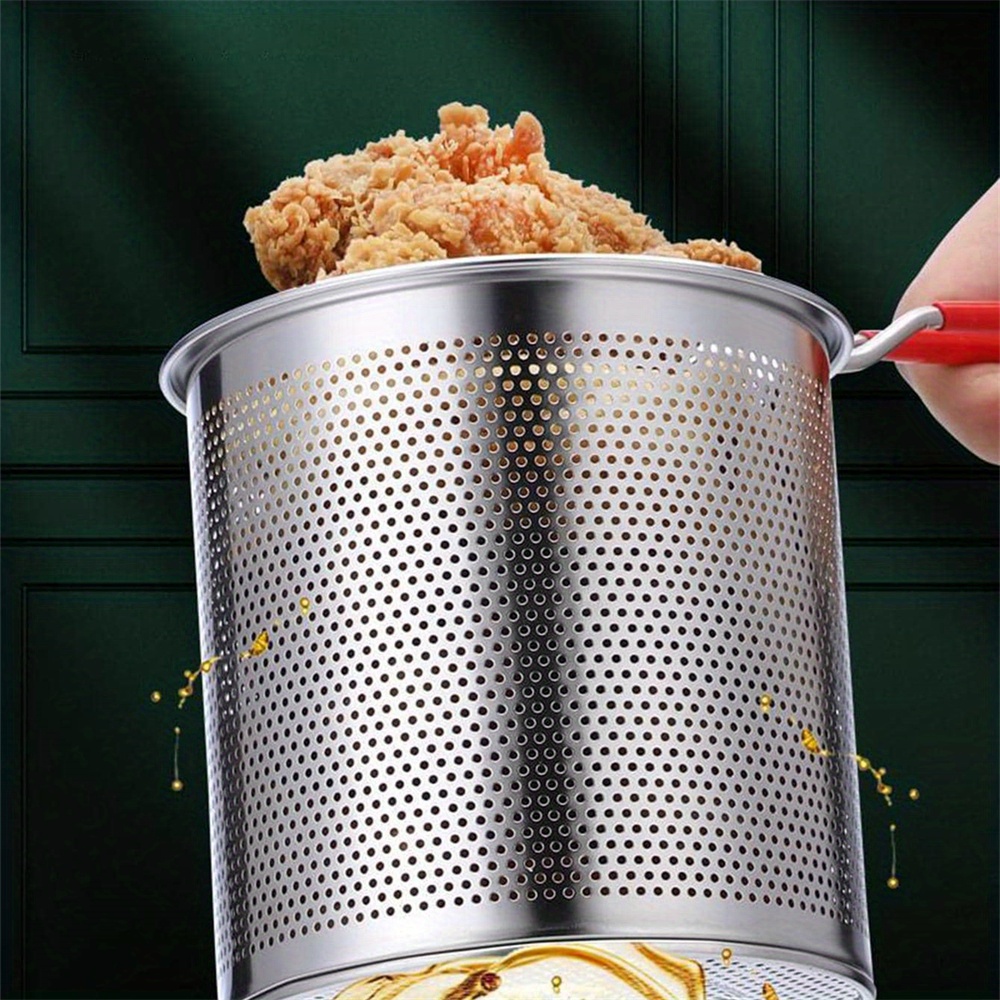 Deep Fryer Pot With Basket, Small Deep Oil Fryer With Handle, Stainless  Steel Kitchen Gadgets For Home, Tempura Chips, Fries, Fish, And Chicken -  Temu United Arab Emirates