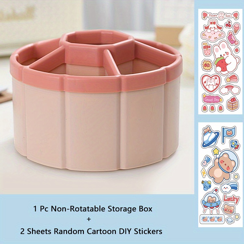 Desktop Rotary Round Storage Box Large Capacity Stationery - Temu