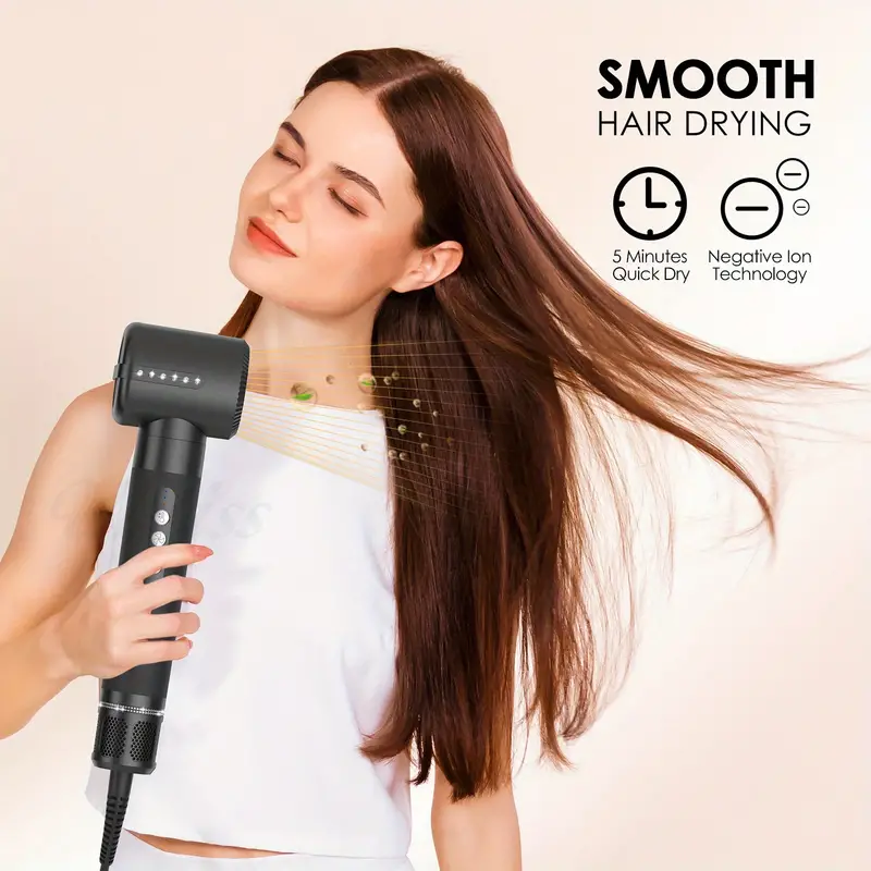 110000rpm high speed hair dryer brush 7 in 1 detachable hair styling tools ionic blow dryer hot air brush curling brush air styling curling iron automatic hair curler wand for men women details 4