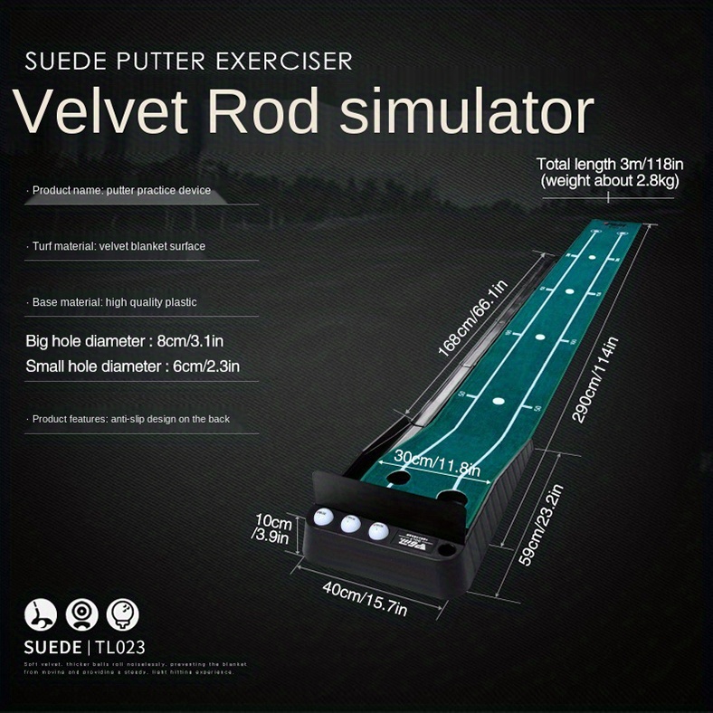 Indoor Golf Putter Trainer Set Golf Practice Putting Mat Temu