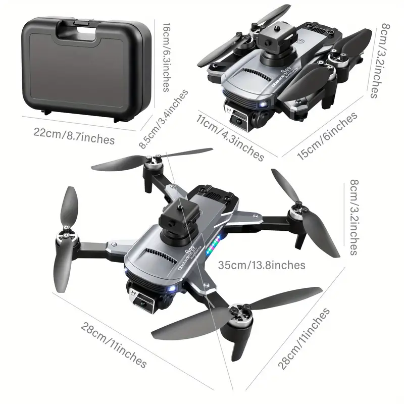 hd dual camera, rmg s99 drone hd dual camera hand gestures to take pictures or videos emergency stop one key take off and landing brushless motor optical flow positioning foldable electric adjustment camera angle four sided obstacle avoidance details 29