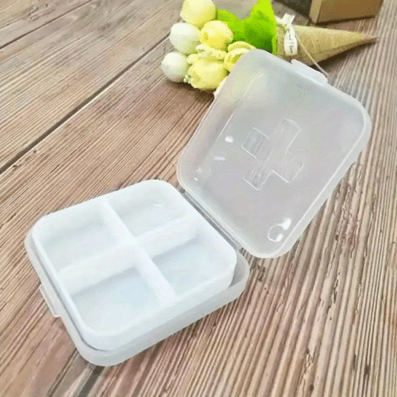 4 Grids Pill Storage Box Portable Medicine Organizer