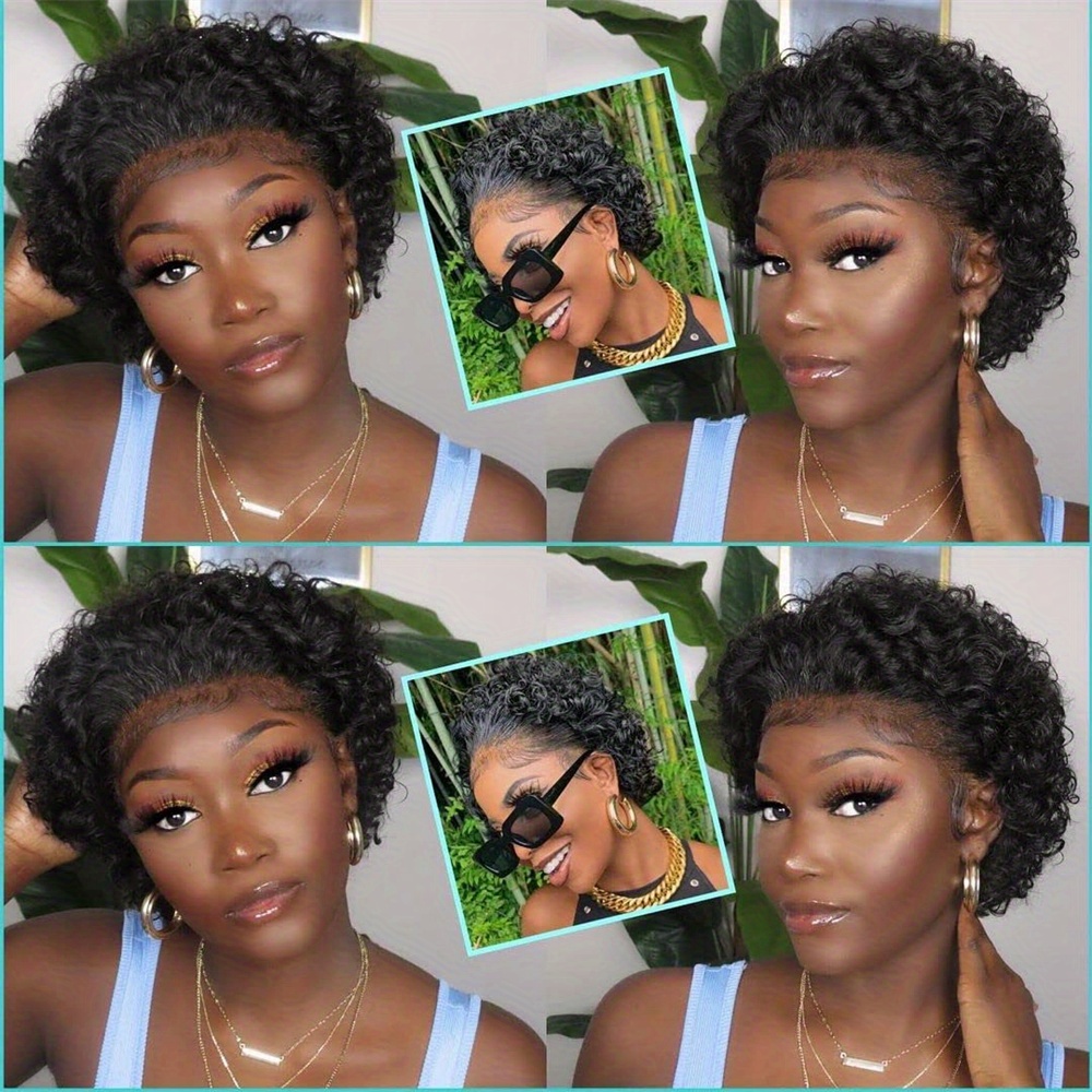 6 inch short curly lace front wigs human hair 13x1 cut short curly human hair wigs lace front wigs knots short wigs for women human hair details 0