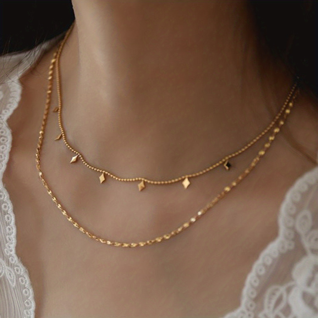Simple Beauty Layered Chain Necklace Stack in Gold