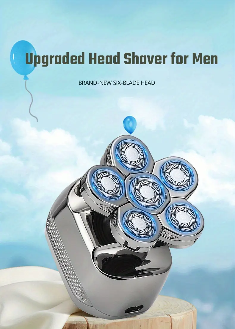 head shaver for men rechargeable usb rechargeable electric razor cordless rotary shavers wet dry waterproof head shavers details 0