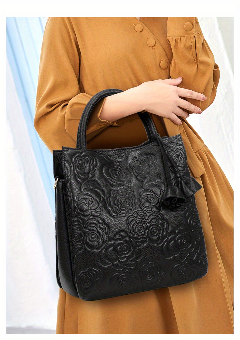 Women Luxury Flower Tote High Quality Genuine Leather Fashion