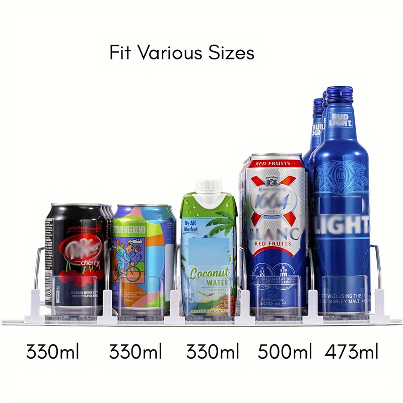 Nevera organizador latas dispensador de latas para latas de 330 ml/500 ml  sin BPA de dos capas con ruedas soporte para latas de almacenamiento nevera  para bebidas, cerveza, soda, conservas : 