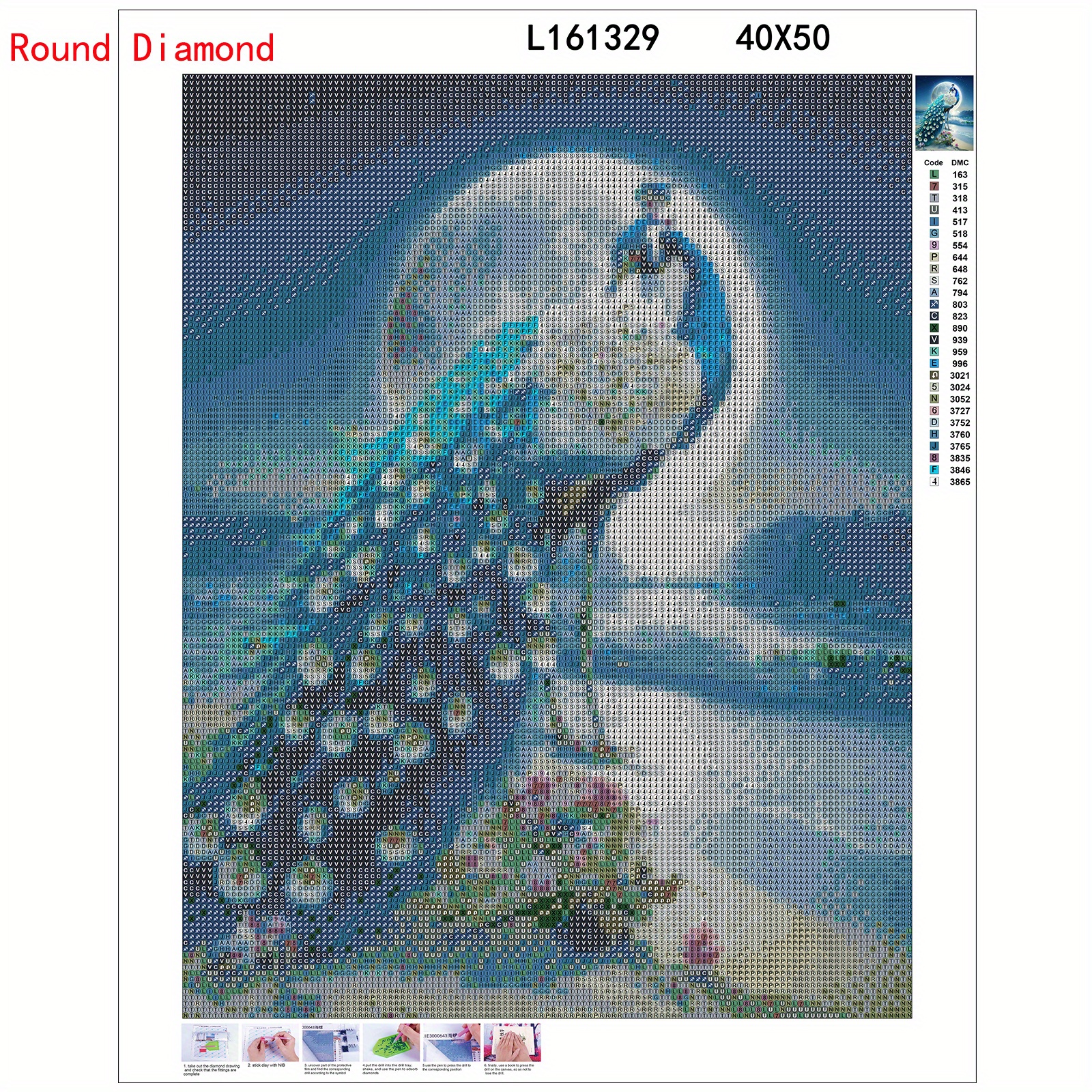 Ab Diamond Painting Peacock Beach Cross Stitch Embroidery - Temu