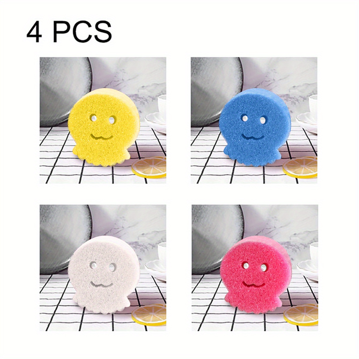 2 4 8pcs Creative Happy Face Magic Cleaning Brush Cute Sponge For Keyboard  Cleaning And Dishwashing Scratch - Electronics - Temu