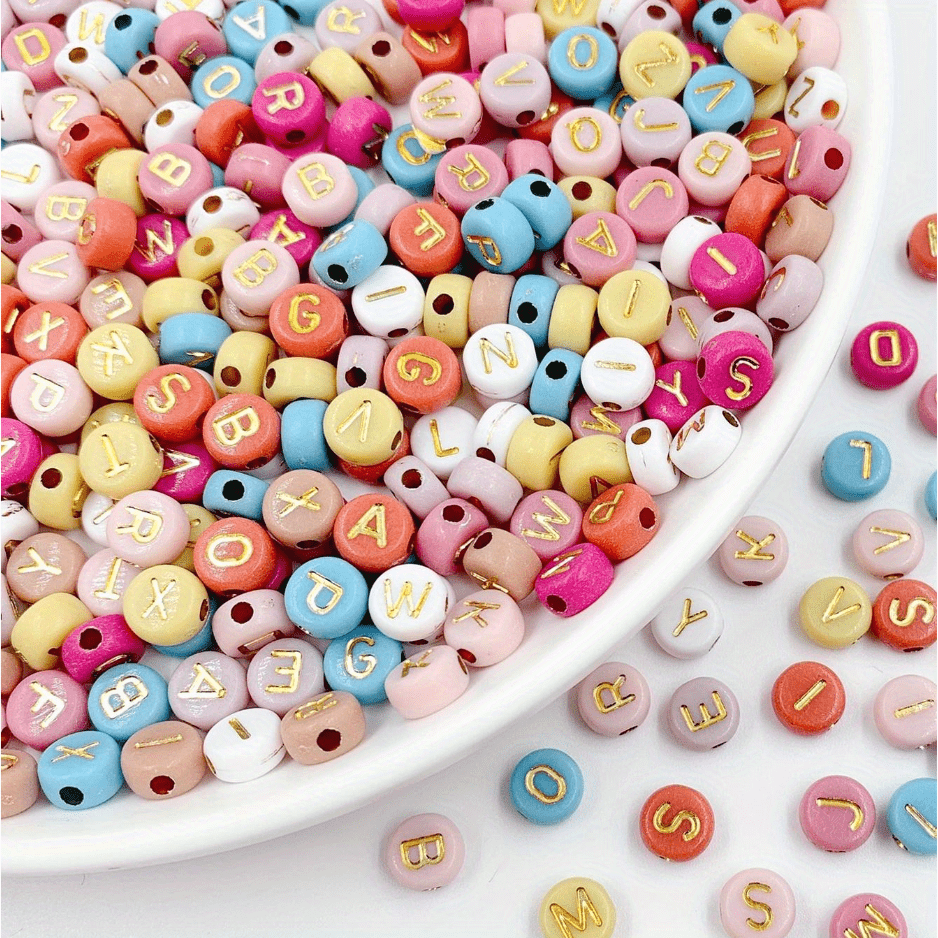 1000Pcs 7mm Multi-Color Acrylic Letter Beads A-Z Sorted With A Roll Wire  For DIY Bracelets Necklaces Small Business Jewelry Making Craft Supplies