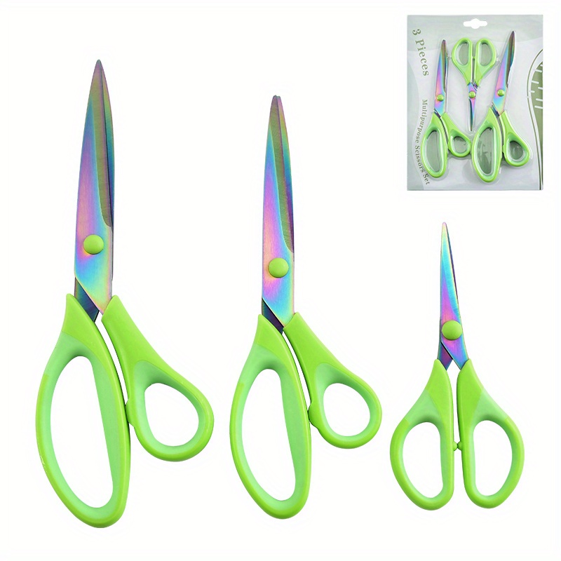 SCAIKTIG Craft Scissors Set of 3 Pack, All Purpose Sharp Titanium Blades Shears Rubber Soft Grip Handle, Multipurpose Fabric Scissors Too