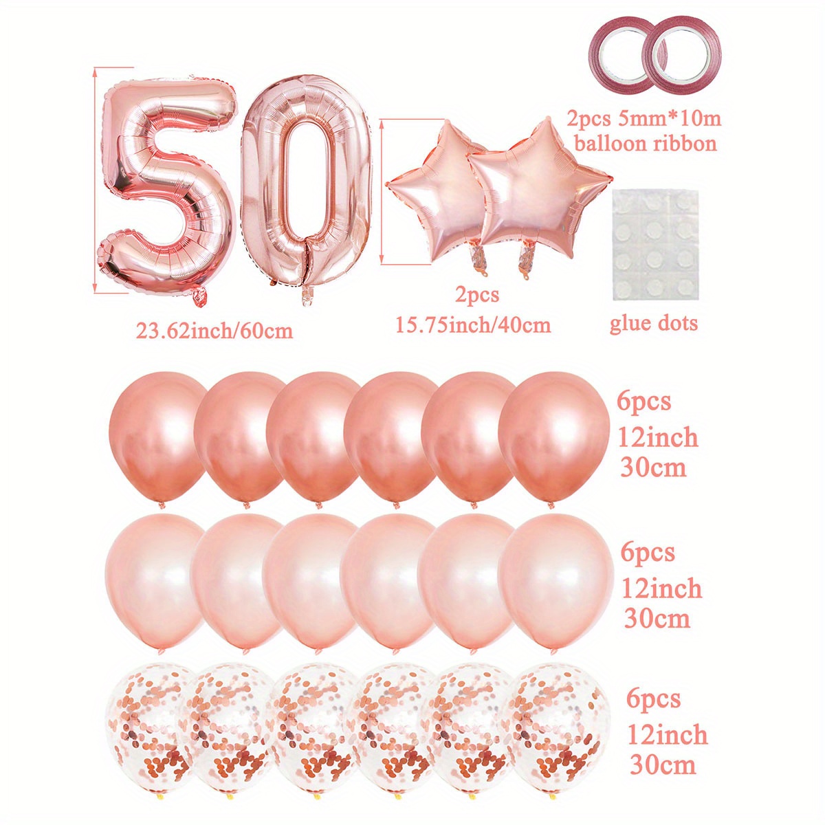 25 Pezzi Palloncini Misti In Oro Rosa Decorazioni Festa 50° - Temu Italy