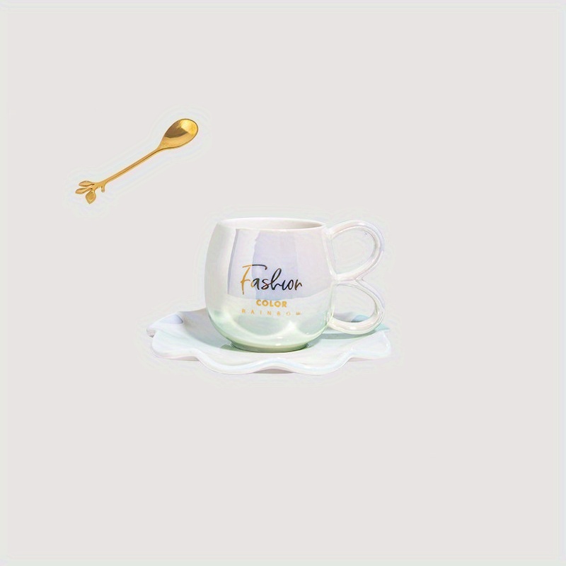 Set M❤️M (tazas blancas)diseño oro + cucharas - Tienda de Tazas