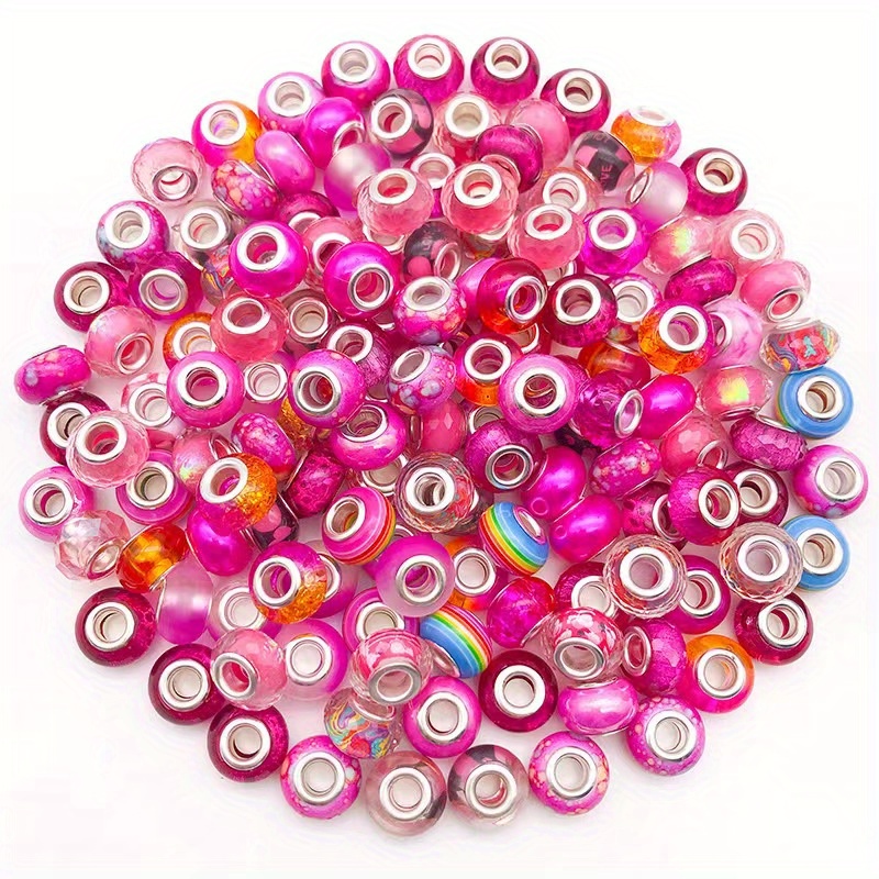 Colorful Transparent Acrylic Beads Rondelle Large Hole Glass - Temu