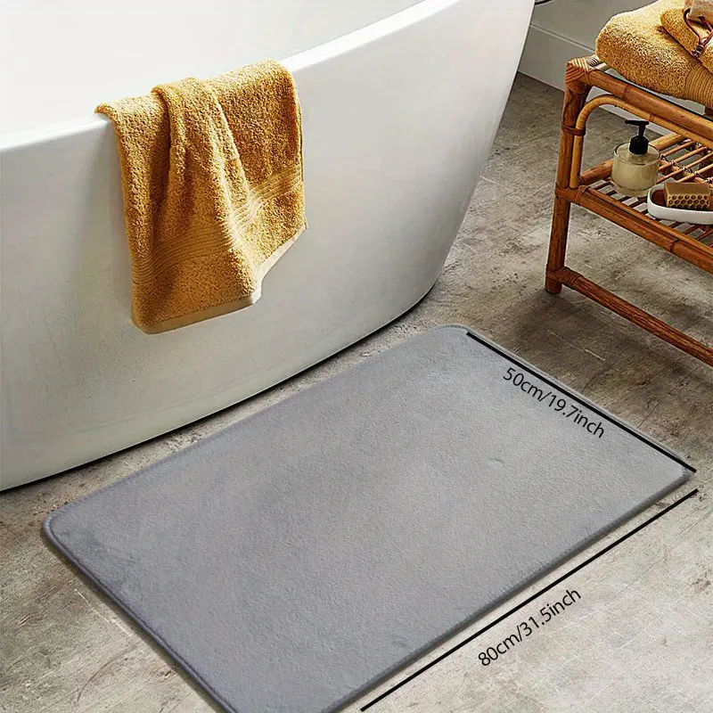 Ultra Soft Grey Bath Mat, Super Absorbent Modern Memory Foam