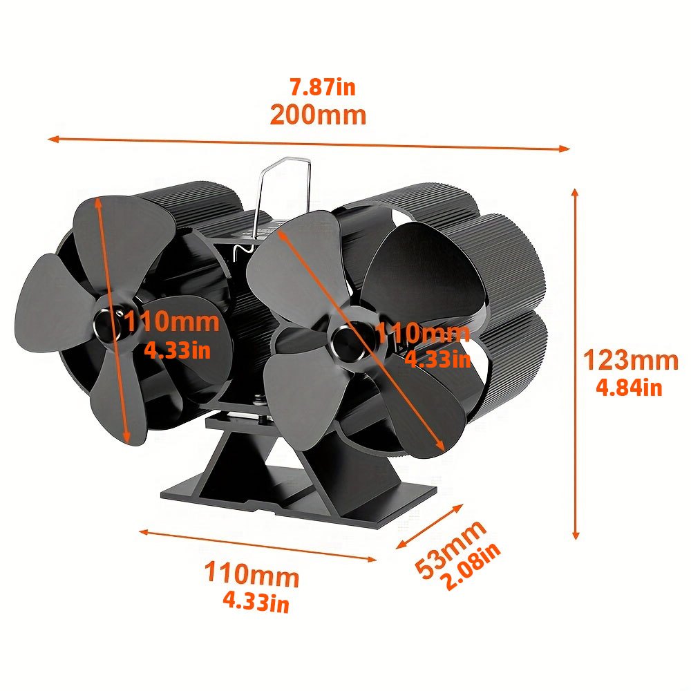 5 Blades Fireplace Fan, Wood Stove Fan, Non Electric Fan For Wood