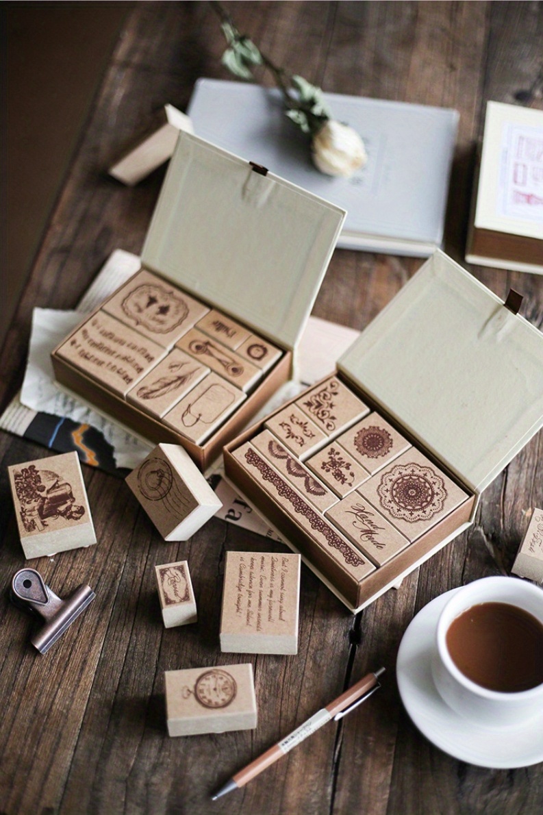 Wooden Rubber Stamp Set Pack suitable For Diy Crafts Gift - Temu