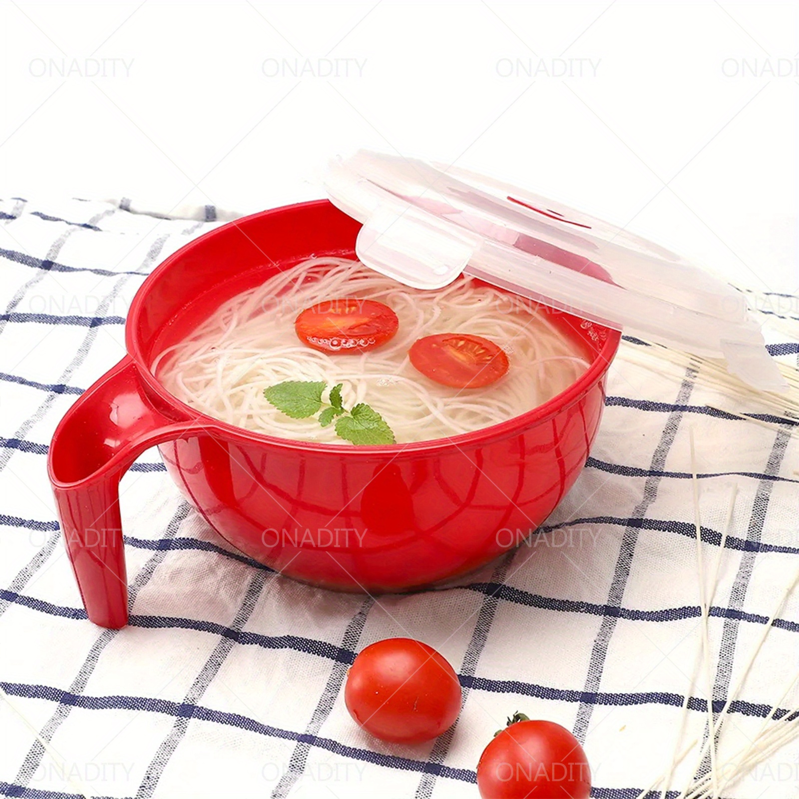 1pc Plastic Noodle Soup Bowl Container Ramen Bowl With Lid - Temu