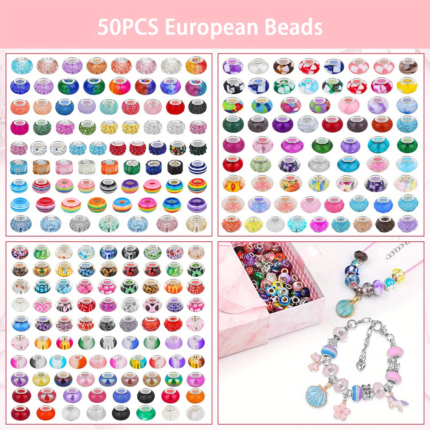 Colorful Transparent Acrylic Beads Rondelle Large Hole Glass - Temu