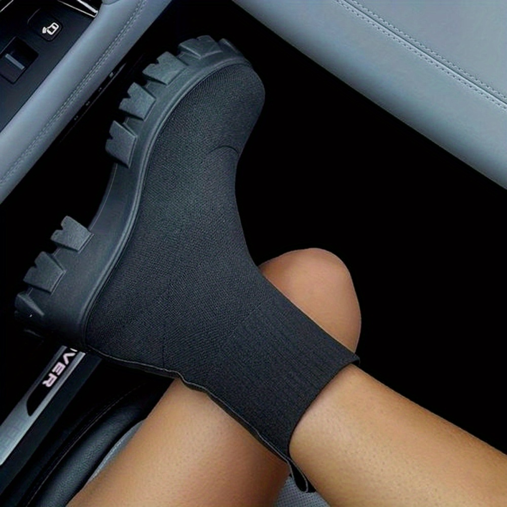 Image of Women's Fashion Versatile Boots, Casual Solid Color Boots, Soft Comfortable Outdoor Boots Shoes Elegant Women Shoes Shoes