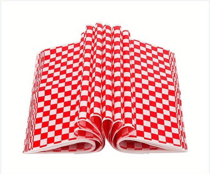 50pcs Sandwich Wrap Papers Deli Paper Sheets Food Basket Liners Grease Resistant Wrapping Paper for Restaurants Picnics Barbecues Parties Kids Meal