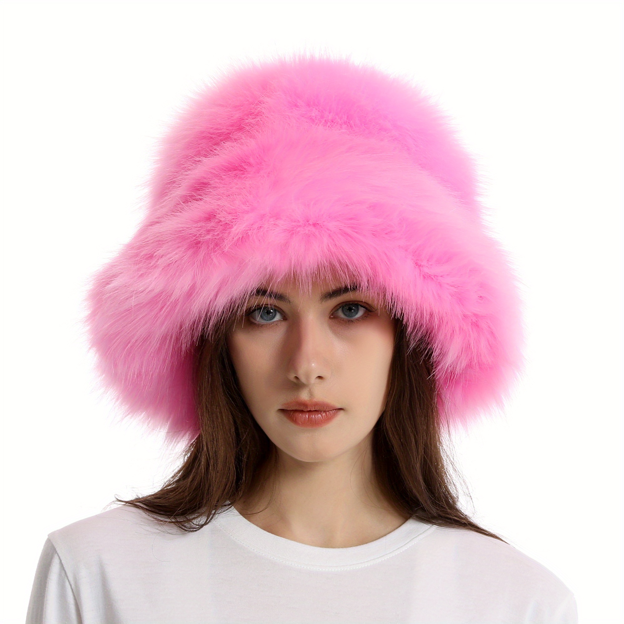 Candy Color Fuzzy Bucket Hat Women Winter Warm Soft Plush - Temu Canada