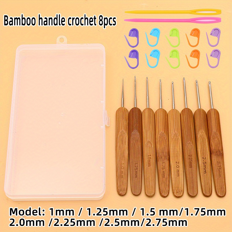 8pcs/6pcs Crochet Hook Tool Kit, Bamboo Handle Knitting Needles, DIY  Crochet Hooks Needles For Weave Yarn Sewing (Some Accessories Are Random In  Color