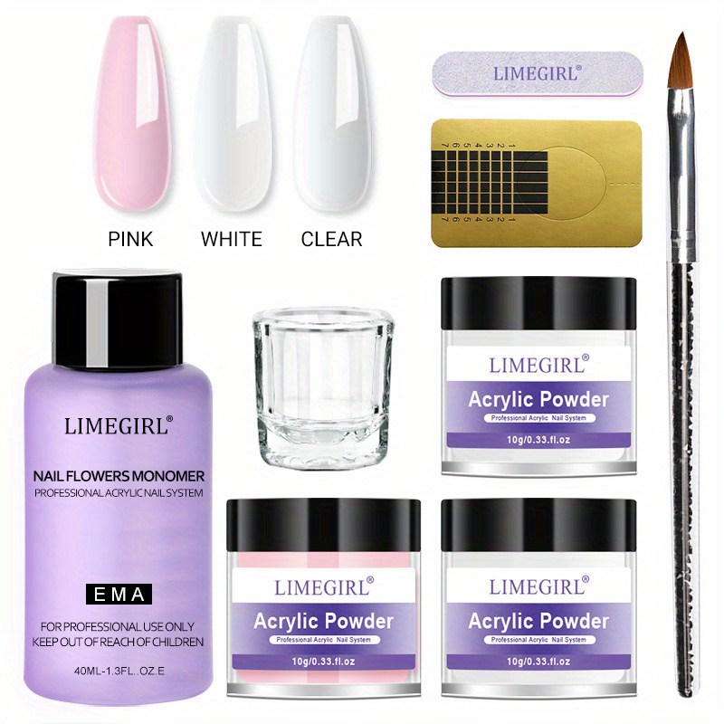 Professional Acrylic Nail Kit With Monomer Liquid White - Temu