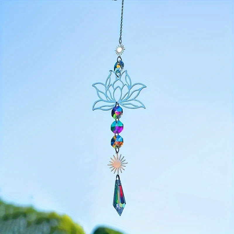 1pc Crystal Sun Catcher, Wind Chime, Lotus Flower Pendant for Wedding Party Home Decoration Car Hanging Hanging Ornament Suncatcher, Photo Props, Outdoor Decor