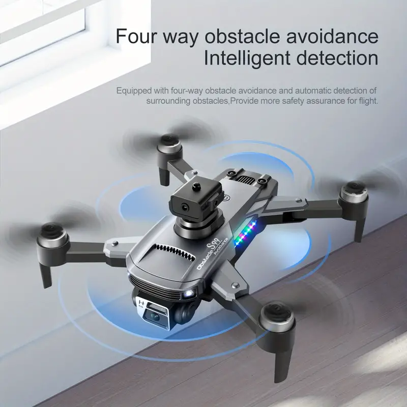 hd dual camera, rmg s99 drone hd dual camera hand gestures to take pictures or videos emergency stop one key take off and landing brushless motor optical flow positioning foldable electric adjustment camera angle four sided obstacle avoidance details 5
