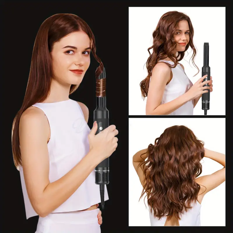110000rpm high speed hair dryer brush 7 in 1 detachable hair styling tools ionic blow dryer hot air brush curling brush air styling curling iron automatic hair curler wand for men women details 6