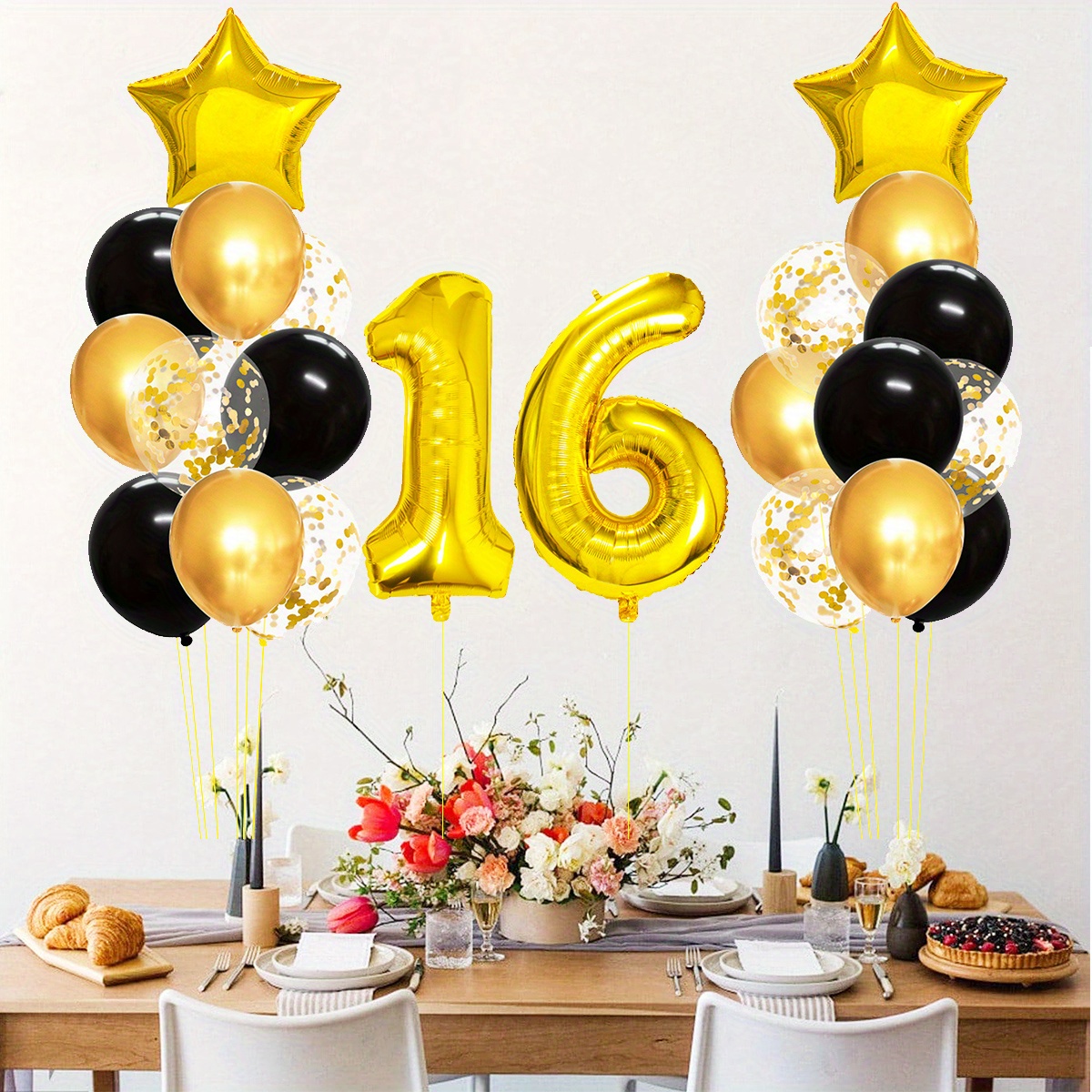 Golden Black Mixed Balloons 16th Birthday Party Decorations - Temu Canada