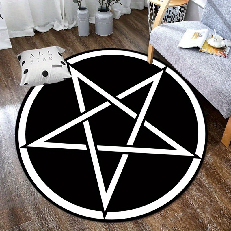 Black Dark Baphomet Rug For Living Room Satanic Pattern - Temu