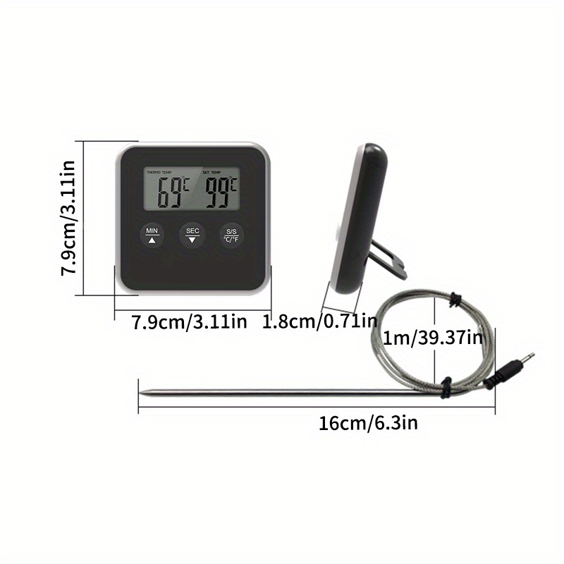 Meat Thermometer Digital Instant Read Kitchen Cooking Food Candy Thermometer  Timer With Stainless Steel Probe Magnet For Oil Deep Fry Bbq Grill Smoker  Baking Liquids Beef Oven Thermometer - Temu