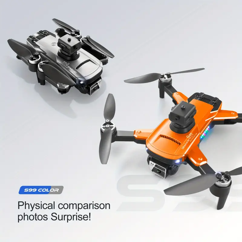 hd dual camera, rmg s99 drone hd dual camera hand gestures to take pictures or videos emergency stop one key take off and landing brushless motor optical flow positioning foldable electric adjustment camera angle four sided obstacle avoidance details 3