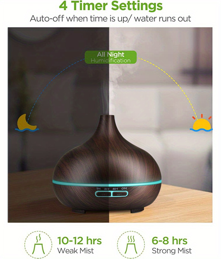 1pc 550ml Essential Oil Diffuser Remote Control Diffusers Essential Oils  Electric Ultrasonic Air Humidifier Aromatherapy Diffuser Waterless Auto, 24/7 Customer Service