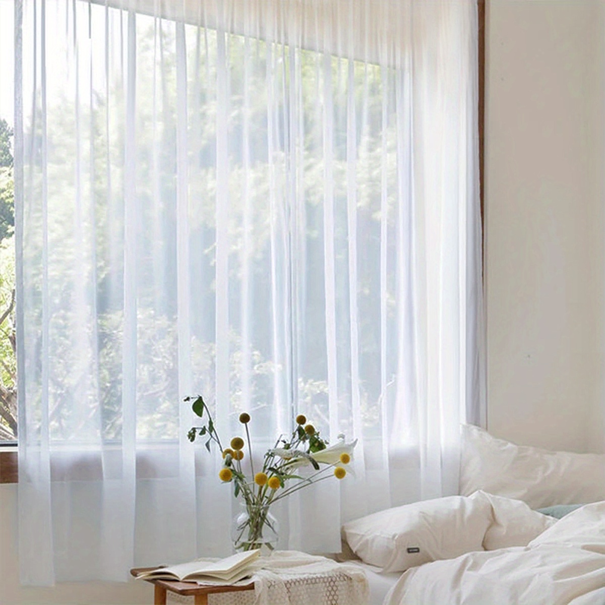 1pc elegant   sheer curtain for living room bedroom and office translucent and thin with rod pocket enhance   details 7