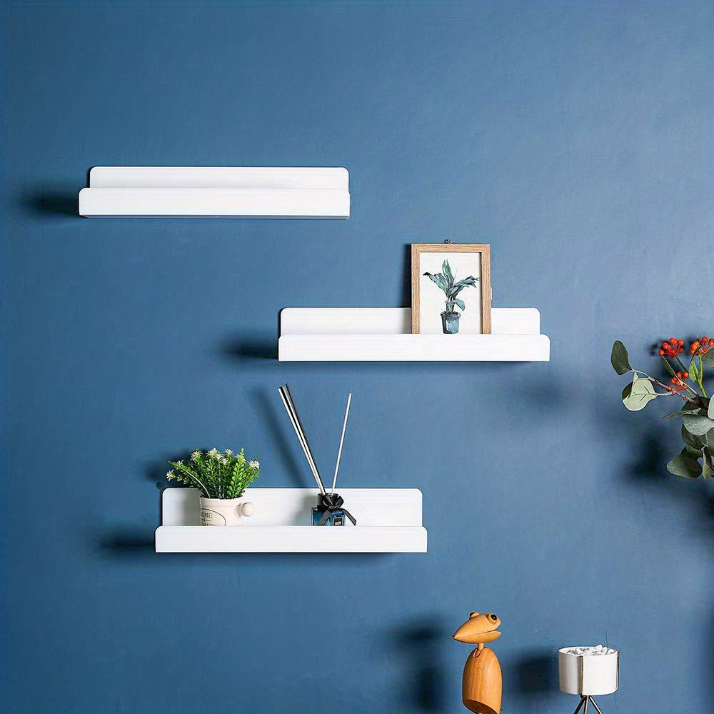 White Acrylic Floating Shelves Wall Mounted Bookshelves Temu