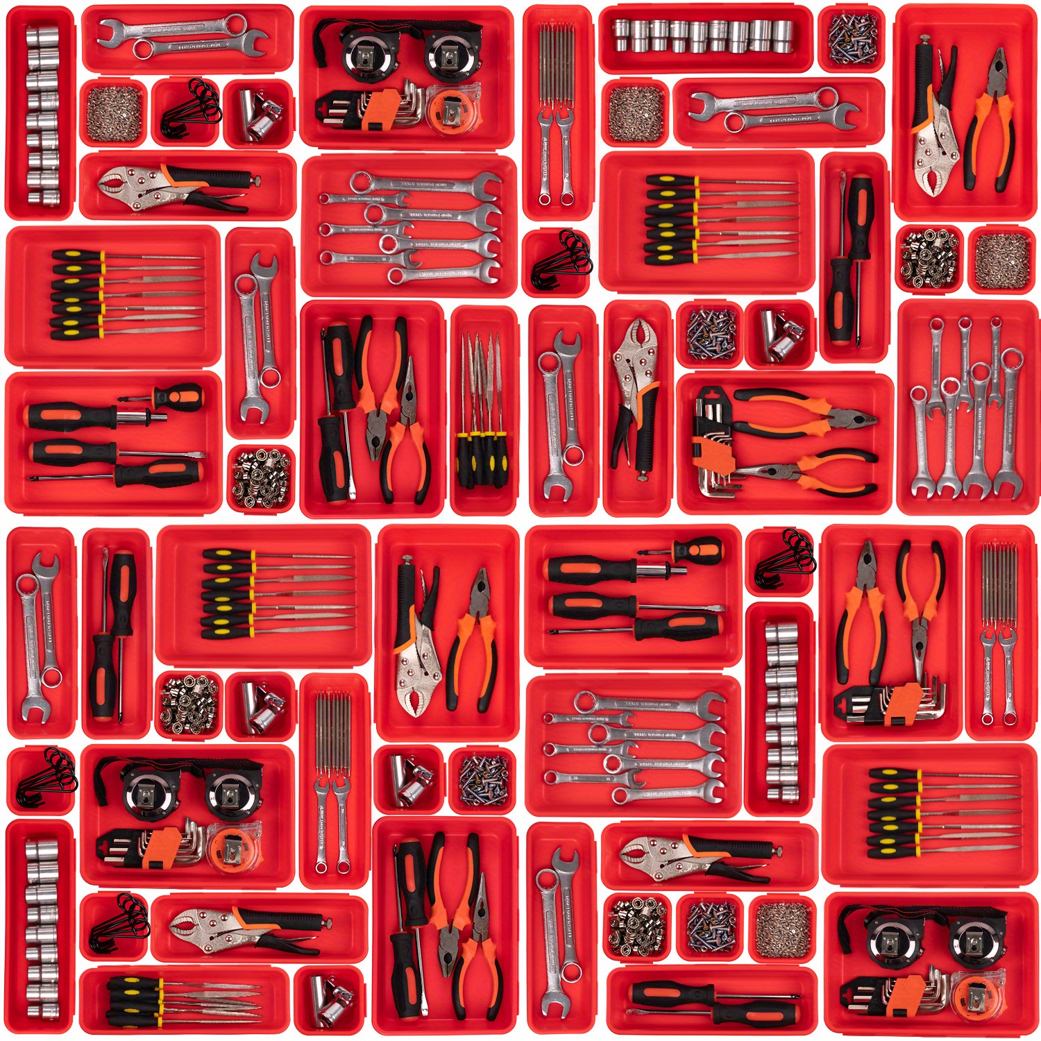 Paquete de 42 cajas de herramientas, organizador de bandejas de  herramientas, cajonera de herramientas rodante, banco de trabajo,  organizador y