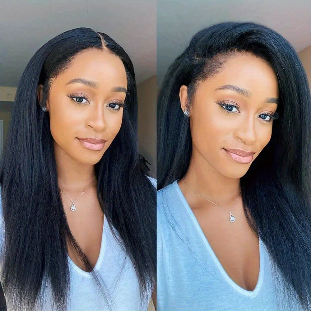 Kinky Straight Human Hair Wigs Glueless 4c Kinky Edges 13x4 - Temu