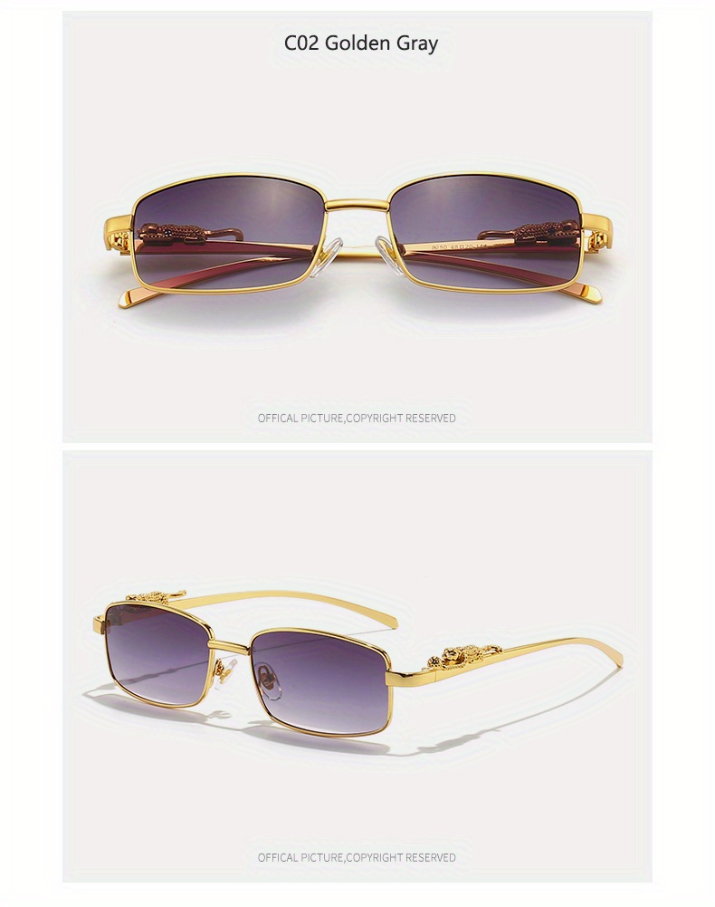 1pair Fashion Leopard Metal Luxury Sunglasses Vintage Square Sunglasses, Check Out Today's Deals Now